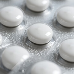 Close-up of White Pills in Blister Packaging
