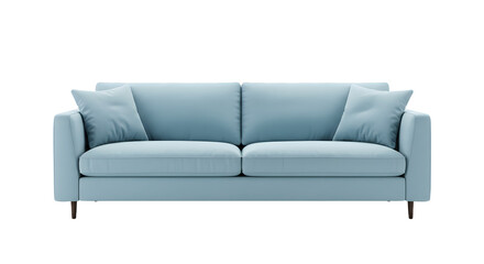 Fototapeta premium Modern Light Blue Sofa with Cushions - Comfortable Living Room Furniture