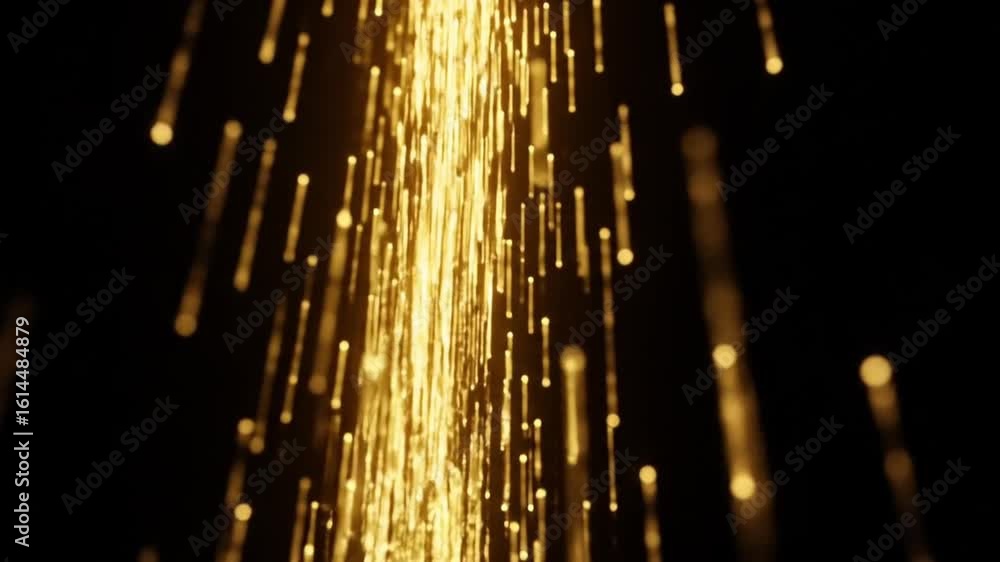 Poster golden sparks cascade down in a mesmerizing display against a dark background, creating a sense of e