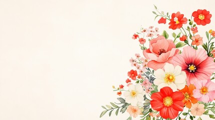 Obraz premium Soft and detailed watercolor vector of chamomile and hibiscus plants, cute botanical illustration isolated on an off-white textured ivory canvas