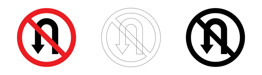 No U-turn traffic sign in vector format