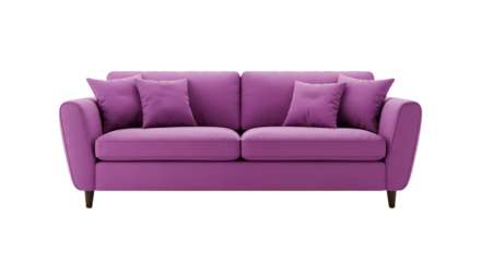 Modern Purple Sofa with Cushions - Stylish Living Room Furniture