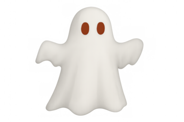 Friendly cartoon ghost floating with transparent background