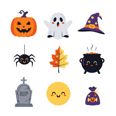 Cute Halloween Icons: Spooky & Sweet Vector Set