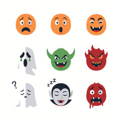Obraz premium Halloween Emoji Expressions: Spooky and Fun Vector Set