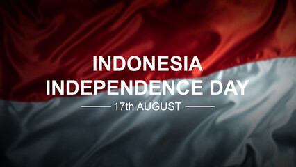 Message of Indonesia Independence Day on 17th August with an Indonesian national flag background. Celebrate Indonesia Independence Day. Concept of Kemerdekaan Indonesia