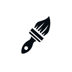 Black Silhouette Paint Brush Icons Set