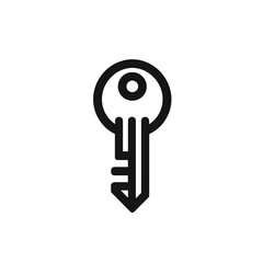 Simple line art illustration of a classic key.