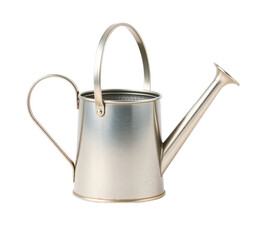 Silver Galvanized Metal Watering Can Isolated on Transparent Background