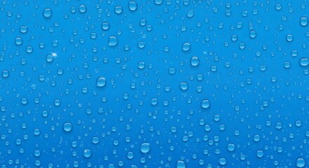 Water Droplets: A close-up shot of water droplets, meticulously arranged on a textured surface, displays a serene, cool atmosphere with each droplet reflecting its surroundings 