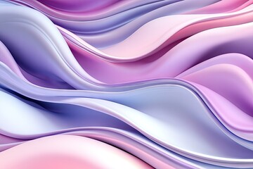 Obraz premium Abstract image of flowing, pastel-colored waves in shades of pink, purple, and blue, creating a smooth, undulating, three-dimensional effect