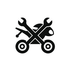 Mechanic Icon with Wrench and Gear – Black Outline

