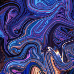Dark fluid abstract art with swirling indigo, violet, and black tones. Rich in depth and mood, ideal for tech or modern wall prints.