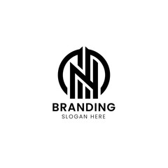 Modern initial letter N construction logo template