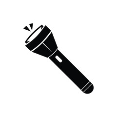 Flashlight Torch Icon – Flat Black Silhouette

