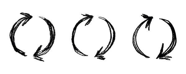Set of hand drawn recycle arrow icon Recycling resources symbol Reuse of materials, zero waste, green environment, saving the planet