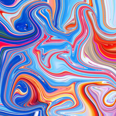 Vibrant abstract swirl art featuring bold strokes of blue, red, and orange. Dynamic texture with flowing patterns. Perfect for backgrounds and modern digital art.