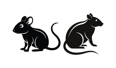 Two black silhouettes of mice sitting facing away from each other
