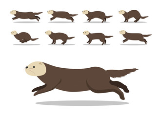 Sea Otter Moving Animal Animation Cute Cartoon Character Vector