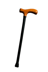 Wooden walking cane for mobility or assistance isolated PNG with Transparent Background