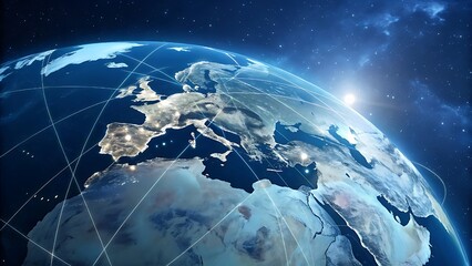 Global Network Connecting Europe Africa and the Middle East from Space