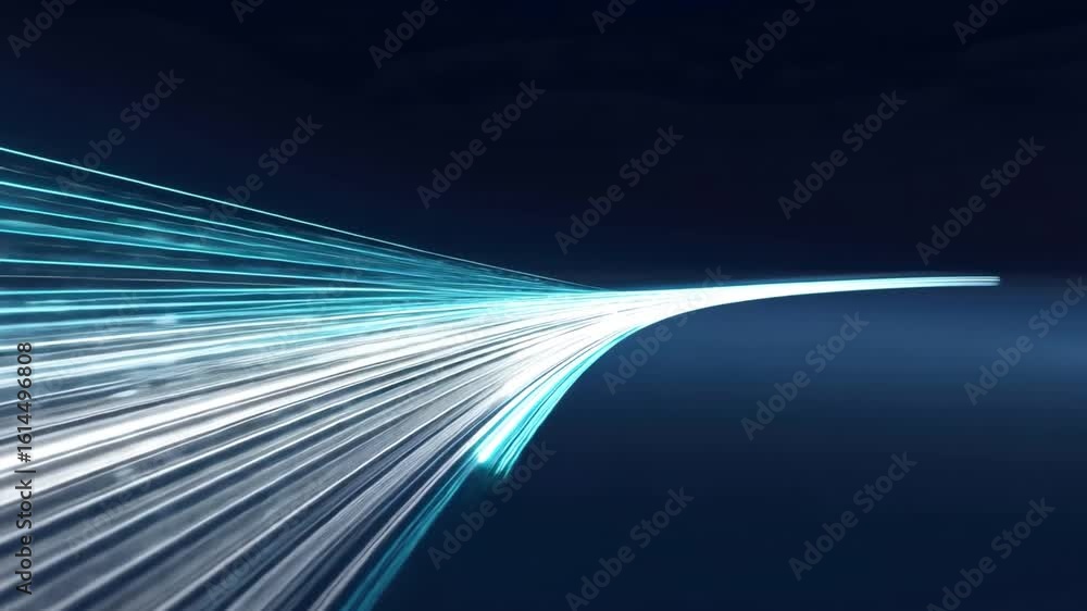 Poster abstract light trails showcase dynamic speed and motion against dark background, evoking innovation 