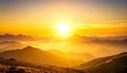 Golden sunset over mountains