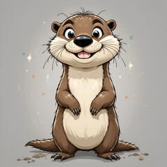 A cheerful animated otter character with a friendly expression, standing upright against a plain white background.