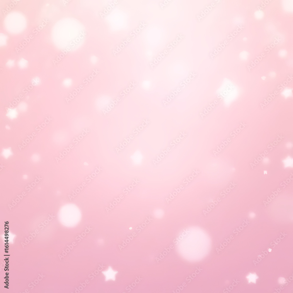 Aufkleber soft pink background with bokeh effect and scattered white star shapes and circular light flares cre