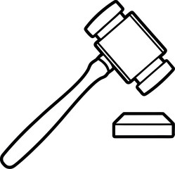 Gavel and Sound Block Icon Isolated