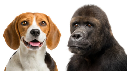 Beagle Animal and Gorilla Animal on transparent background