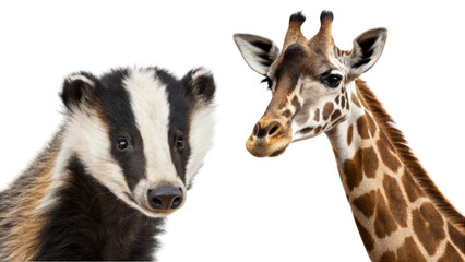 Badger Animal and Giraffe Animal on transparent background