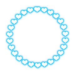 Blue glowing heart frame with transparent background
