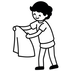 Kid Folding Clothes Chore Activity