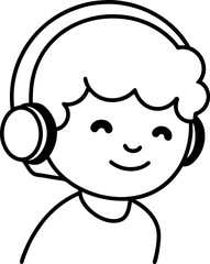 Kid Listening to Music with Headphones