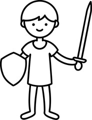 Kid with Toy Sword and Shield
