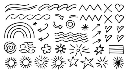 Hand Drawn Doodle Elements Vector Set.