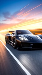 Fototapeta premium High-speed car at sunset