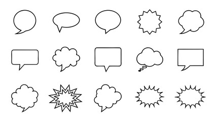 Set of Hand Drawn Speech Bubbles on tranparent background