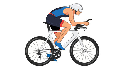 Cyclist illustration. Professional athlete riding a road racing bike wearing aerodynamic gear and helmet. Vector illustration.