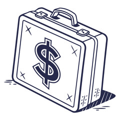 Stylized illustration of a briefcase with a large dollar sign on its surface