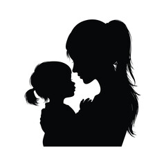 Silhouette of Mother Holding Daughter Showcasing Love and Family Bonding