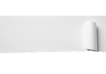 A torn white paper edge reveals a rolled section on a clean transparent background