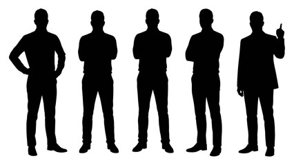 Set of business people vector silhouettes.