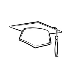 A simple line drawing of a graduation cap with a tassel, symbolizing academic achievement and celebration.