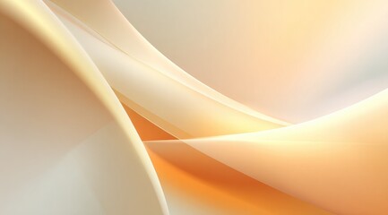 Abstract artwork featuring flowing, translucent curves in warm, pastel hues of beige, cream, and peach, creating a soft, luminous effect