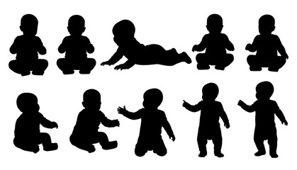 Set of baby and toddler silhouette
