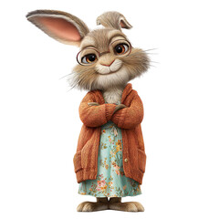 easter bunny with egg isolated