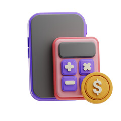 3D Illustration, character, icon Financial Calculator