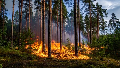 Obraz premium Forest fire landscape (1)
